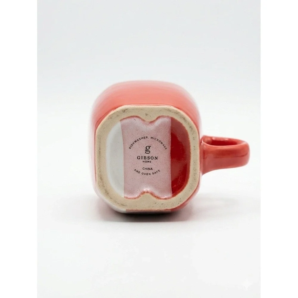 Gibson Home Surreal‎ Hues Square Dinnerware Set Red White Color Block 4pc Set